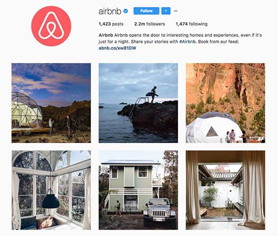 Image contains examples of user-generated content shared by Airbnb on the Instagram page