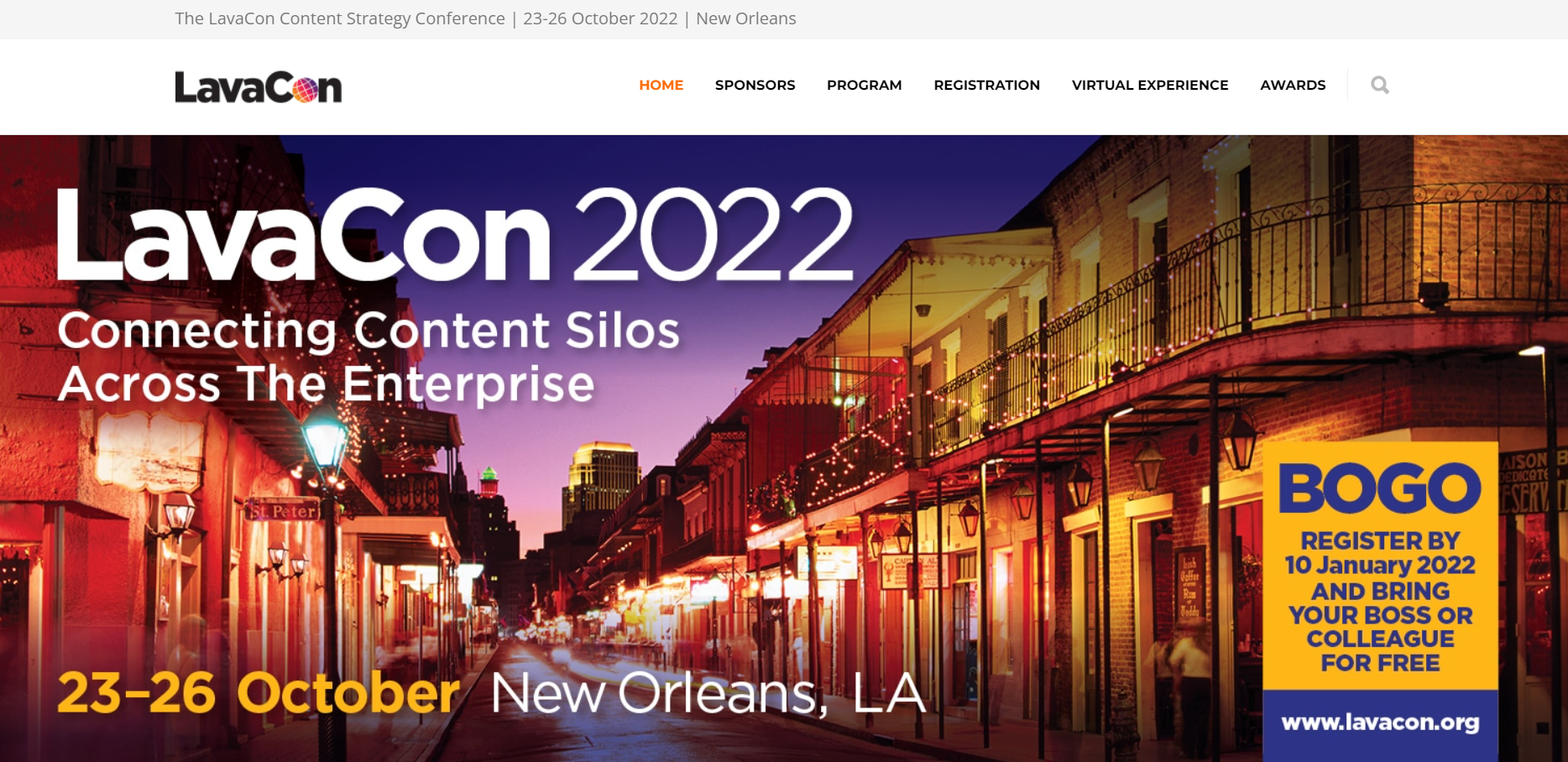 LavaCon content marketing conference in 2022
