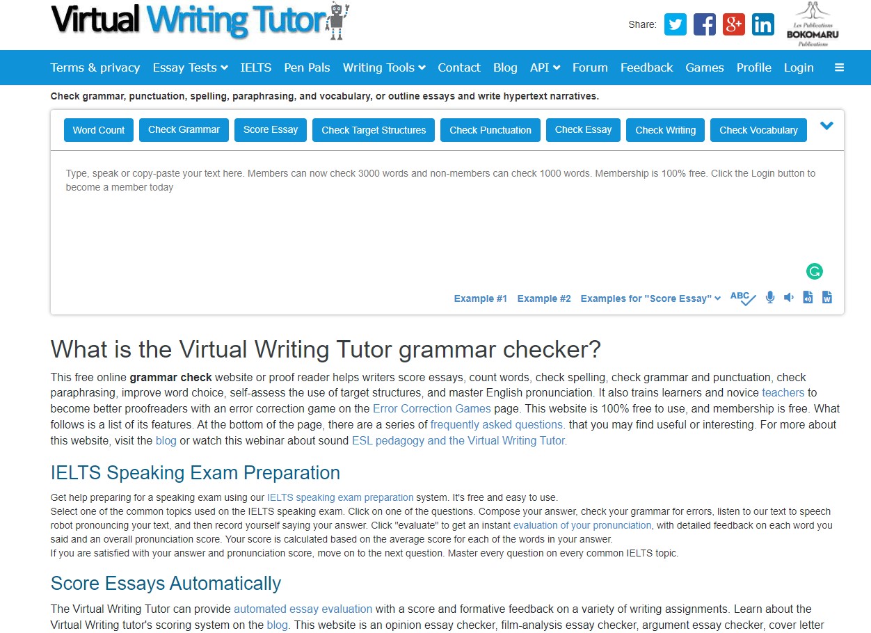 Online free grammar checker tool - VirtualWritingTutor