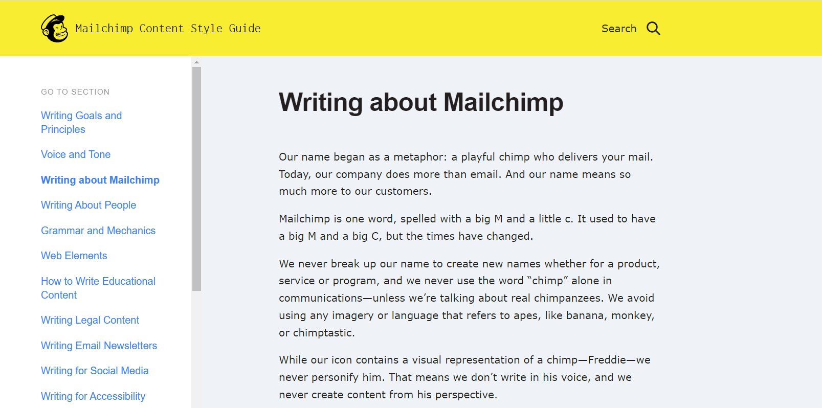 Mailchimp content style guide