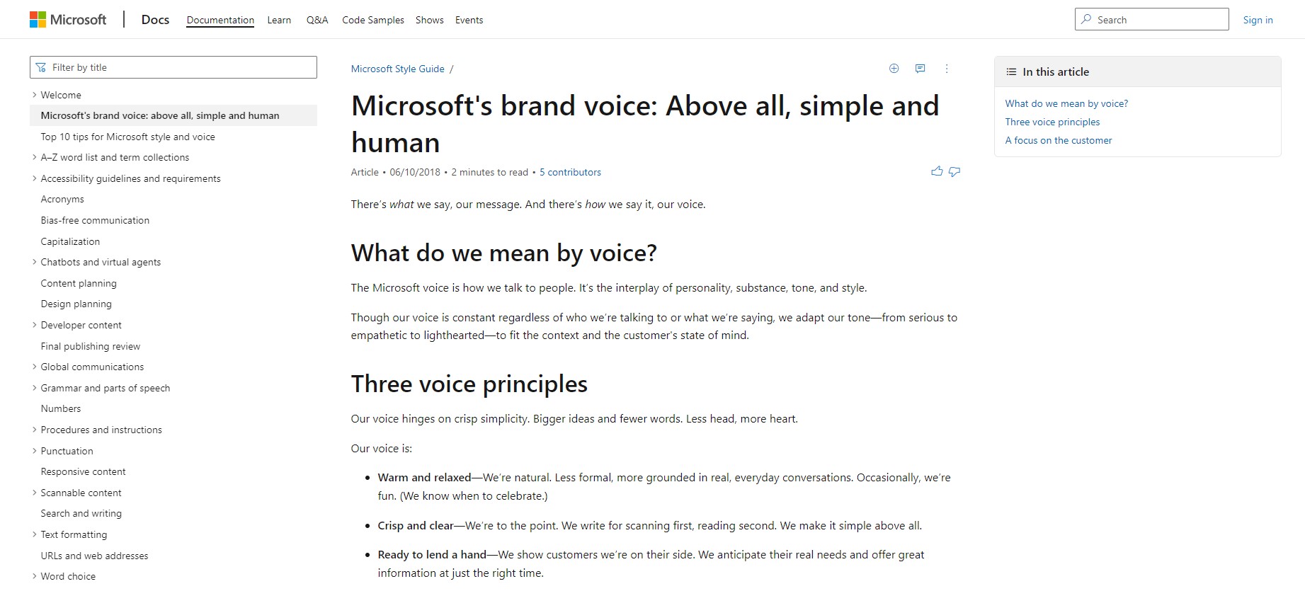 Microsoft content style guide